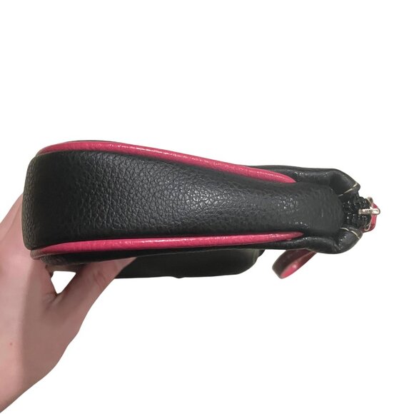 Vintage Y2K Black Pink Monogram J Faux Leather Wristlet Initial Makeup Bag - Picture 5 of 14